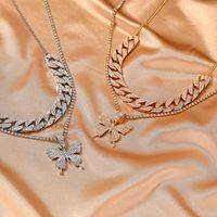 Collar De Diamantes Exagerados Con Mariposa Grande De Doble Capa main image 4