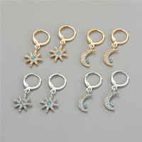 Hot-selling  Trend Cute Rhinestone Meteor Moon Hoop Earrings main image 1