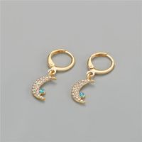 Hot-selling  Trend Cute Rhinestone Meteor Moon Hoop Earrings main image 5