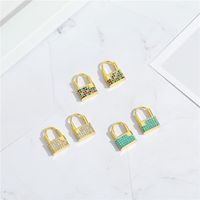 Korean  Copper Micro-inlaid Zircon Lock Earrings main image 1