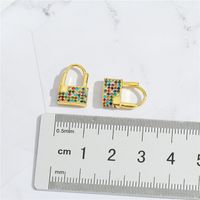 Korean  Copper Micro-inlaid Zircon Lock Earrings main image 3
