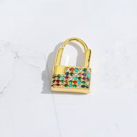 Korean  Copper Micro-inlaid Zircon Lock Earrings main image 4
