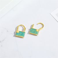 Korean  Copper Micro-inlaid Zircon Lock Earrings main image 5