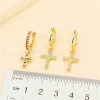 Korean Retro  Colored Diamond Cross Earrings main image 6