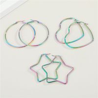 Korea Cute  Five-pointed Star Heart-shaped Round Earrings main image 1