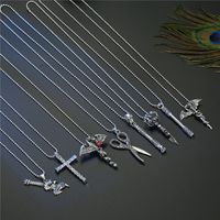 Punk Retro Cross Scissors Dragon Animal Pendant Necklace main image 1