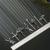 Punk Retro Cross Scissors Dragon Animal Pendant Necklace main image 6
