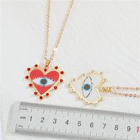 Bohemian Rhinestone Heart-shaped Devil's Eye Pattern Pendant Necklace main image 3