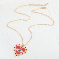 Bohemian Rhinestone Heart-shaped Devil's Eye Pattern Pendant Necklace main image 4