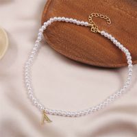 Korean Cute Letter A Pearl Necklace main image 3