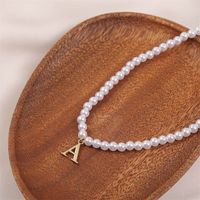 Korean Cute Letter A Pearl Necklace main image 4