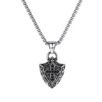 Retro Wild Shield Cross Titanium Steel Necklace main image 6