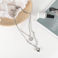 Light Luxury Peach Heart Titanium Steel Necklace main image 4