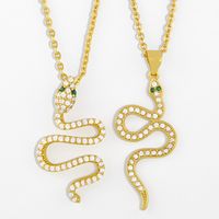 Snake Pendant Micro-inlaid Zircon Copper Necklace main image 2