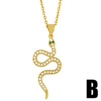 Snake Pendant Micro-inlaid Zircon Copper Necklace main image 4