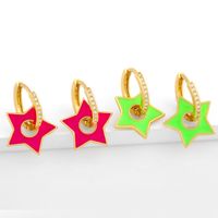 New  Fashion  Five-pointed Star Oil Drop Earrings main image 2