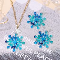 New Plate Color Snowflake Christmas  Earring Necklace Set  Wholesale main image 3