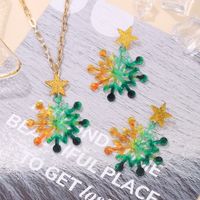 New Plate Color Snowflake Christmas  Earring Necklace Set  Wholesale main image 4