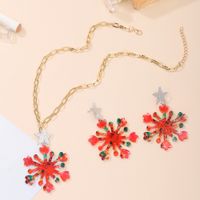 New Plate Color Snowflake Christmas  Earring Necklace Set  Wholesale main image 5