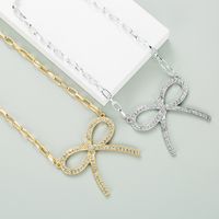 Exaggerated Bow Alloy Inlaid Rhinestone Hip Hop Necklace main image 1