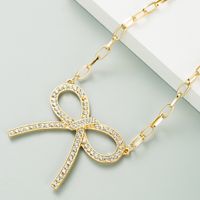 Exaggerated Bow Alloy Inlaid Rhinestone Hip Hop Necklace main image 3