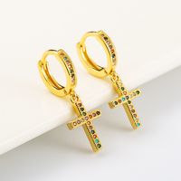 Geometric U-shaped Micro-inlaid Color Zircon Earrings main image 2