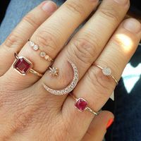 Fashion Moon Full Diamond Ring Set sku image 1