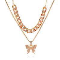 Double-layer Big Butterfly Exaggerated Diamond Necklace sku image 1