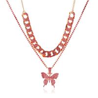 Collar De Diamantes Exagerados Con Mariposa Grande De Doble Capa sku image 2