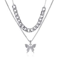 Double-layer Big Butterfly Exaggerated Diamond Necklace sku image 3