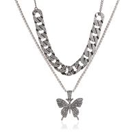 Double-layer Big Butterfly Exaggerated Diamond Necklace sku image 4
