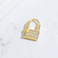 Korean  Copper Micro-inlaid Zircon Lock Earrings sku image 2
