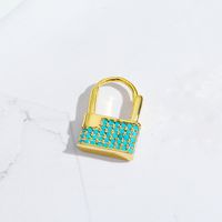 Korean  Copper Micro-inlaid Zircon Lock Earrings sku image 3