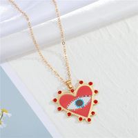 Bohemian Rhinestone Heart-shaped Devil's Eye Pattern Pendant Necklace sku image 1