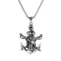 Retro Halloween Sword Pirate Titanium Steel Skull Anchor Necklace sku image 3