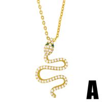 Snake Pendant Micro-inlaid Zircon Copper Necklace sku image 1