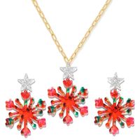 New Plate Color Snowflake Christmas  Earring Necklace Set  Wholesale sku image 1