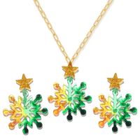 New Plate Color Snowflake Christmas  Earring Necklace Set  Wholesale sku image 2