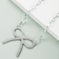 Exaggerated Bow Alloy Inlaid Rhinestone Hip Hop Necklace sku image 1