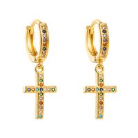 Geometric U-shaped Micro-inlaid Color Zircon Earrings sku image 1