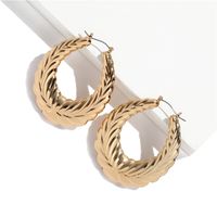 Large Bamboo-shaped Exaggerated Golden Circle Punk Hip-hop Earrings main image 3