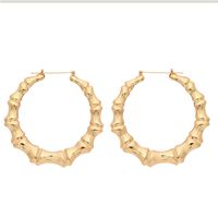 Large Bamboo-shaped Exaggerated Golden Circle Punk Hip-hop Earrings main image 9