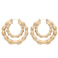 Large Bamboo-shaped Exaggerated Golden Circle Punk Hip-hop Earrings main image 13