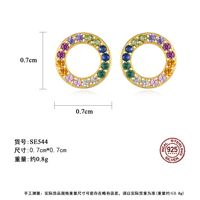 Rainbow Hollow Circle 18k Gold Color Zircon Earrings main image 6