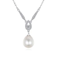 S925 Sterling Silver Pearl Exquisite Micro-inlaid Water Drop Pendant Necklace main image 1