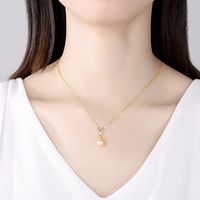S925 Sterling Silver Pearl Exquisite Micro-inlaid Water Drop Pendant Necklace main image 3