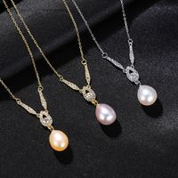 S925 Sterling Silver Pearl Exquisite Micro-inlaid Water Drop Pendant Necklace main image 4