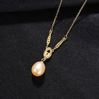 S925 Sterling Silver Pearl Exquisite Micro-inlaid Water Drop Pendant Necklace main image 5