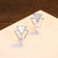 925 Sterling Silver Fashion Geometric Triangle Hypoallergenic Earrings main image 4