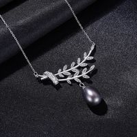 925 Sterling Silver Freshwater Pearl Pendant Leaf Necklace main image 5